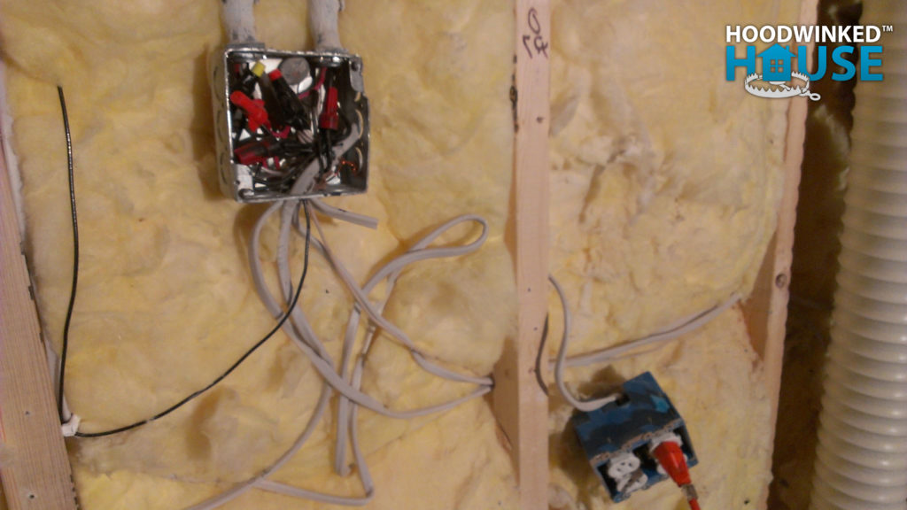 Junction box that had been concealed by drywall.